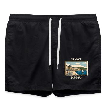 Frankreich Bordeaux Vintage Reisemarke - Badeshorts - Schwarz - Vorne - AI Model Male 185 light (185cm)