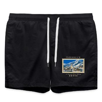 Österreich Saalbach Winter Vintage Reisemarke - Badeshorts - Schwarz - Vorne - AI Model Male 185 light (185cm)