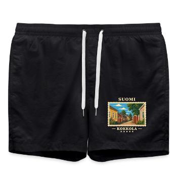 Suomi Kokkola Vintage Reisemarke - Badeshorts - Schwarz - Vorne - AI Model Male 185 light (185cm)