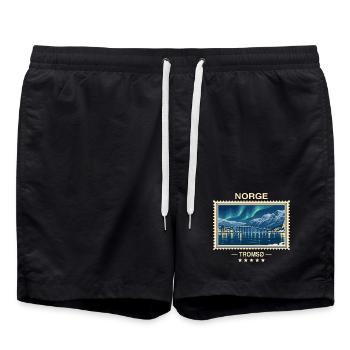 Norwegen Tromsø Vintage Reisemarke - Badeshorts - Schwarz - Vorne - AI Model Male 185 light (185cm)