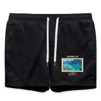 Norwegen Loen Vintage Reisemarke - Badeshorts - Schwarz - Vorne - AI Model Male 185 light (185cm)