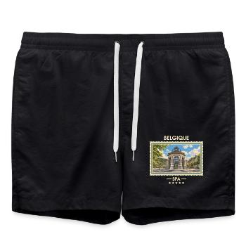Belgien Spa Vintage Reisemarke - Badeshorts - Schwarz - Vorne - AI Model Male 185 light (185cm)