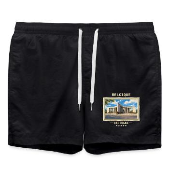 Belgien Bastogne Vintage Reisemarke - Badeshorts - Schwarz - Vorne - AI Model Male 185 light (185cm)