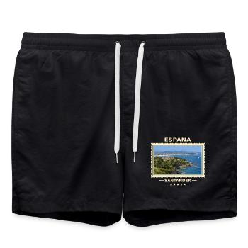 Spanien Santander Vintage Reisemarke - Badeshorts - Schwarz - Vorne - AI Model Male 185 light (185cm)