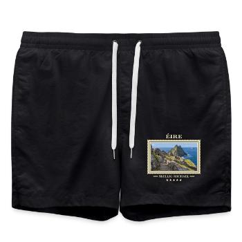 Irland Skellig Michael Vintage Reisemarke - Badeshorts - Schwarz - Vorne - AI Model Male 185 light (185cm)
