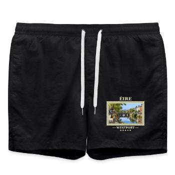 Irland Westport Vintage Reisemarke - Badeshorts - Schwarz - Vorne - AI Model Male 185 light (185cm)