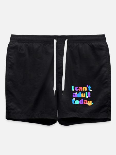 I Can't Adult Today Lustig Retro Spruch Geschenk - Badeshorts - Schwarz