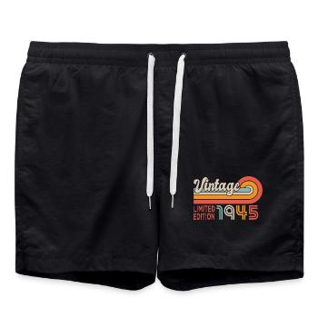 1945 Geburtstag Jahrgang 1945 - Badeshorts - Schwarz - Vorne - AI Model Male 185 light (185cm)