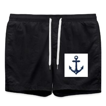 Anker setzen, Leinen los – Abenteuer auf hoher See - Badeshorts - Schwarz - Vorne - AI Model Male 185 light (185cm)
