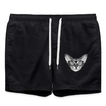 Oriental shorthair cat - Swim Trunks - black - Front - AI Model Male 185 light (185cm)