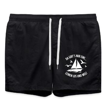Leinen los und nichts wie weg! Wir legen ab! - Badeshorts - Schwarz - Vorne - AI Model Male 185 light (185cm)