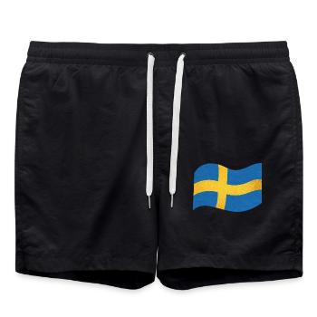 The flag of Sweden Sverige - Swim Trunks - black - Front - AI Model Male 185 light (185cm)
