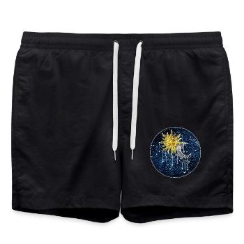 Soleil et Lune cosmiques - Short de bain - noir - Devant - AI Model Male 185 light (185cm)