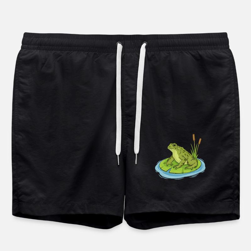 toad sitting on a lilypad - Swim Trunks - black
