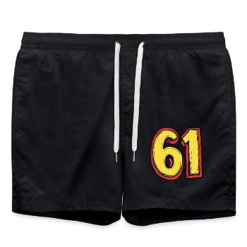 Bande dessinée à 61 chiffres - Short de bain - noir - Devant - AI Model Male 185 light (185cm)