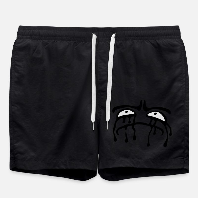 Weeping sad face tears unhappy - Swim Trunks - black