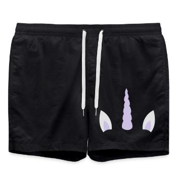 unicorn horn and ears - Swim Trunks - black - Front - AI Model Male 185 light (185cm)