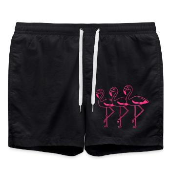 3 friends team crew flamingo clipart comic cartoon - Swim Trunks - black - Front - AI Model Male 185 light (185cm)