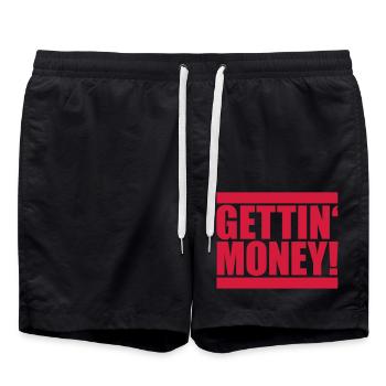rot balken dollar gettin money zeichen geld reich - Badeshorts - Schwarz - Vorne - AI Model Male 185 light (185cm)