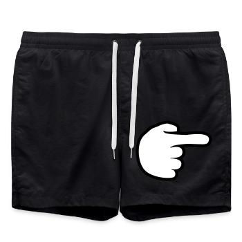 hand comic cartoon zeigen zeigefinger weg rechts l - Badeshorts - Schwarz - Vorne - AI Model Male 185 light (185cm)