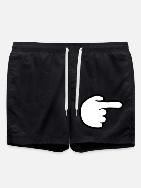 hand comic cartoon zeigen zeigefinger weg rechts l - Badeshorts - Schwarz