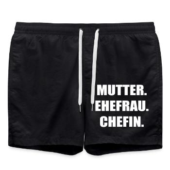 Mutter - Badeshorts - Schwarz - Vorne - AI Model Male 185 light (185cm)