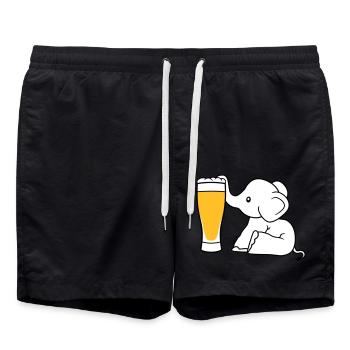 elefant bier saugen alkohol trinken durst betrunke - Badeshorts - Schwarz - Vorne - AI Model Male 185 light (185cm)
