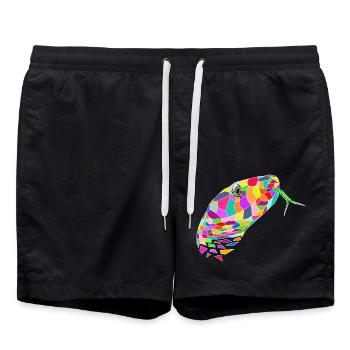 Schlange farbig - Badeshorts - Schwarz - Vorne - AI Model Male 185 light (185cm)