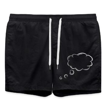 Gedankenblase Blase Gedanken Weiß - Badeshorts - Schwarz - Vorne - AI Model Male 185 light (185cm)