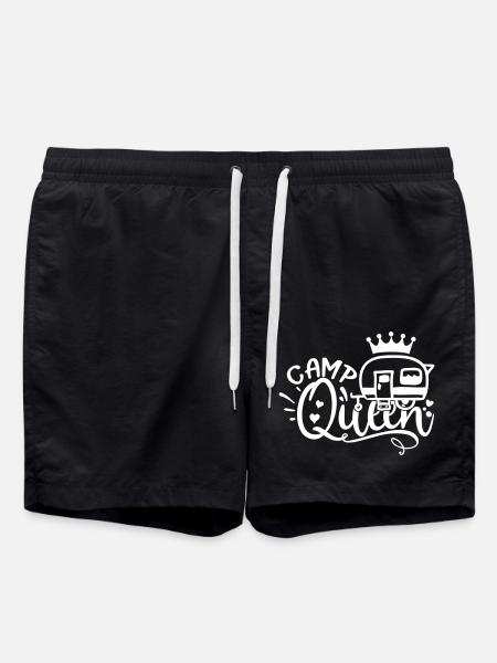 CAMP QUEEN Wohnwagen Camper Camping Geschenkidee - Badeshorts - Schwarz