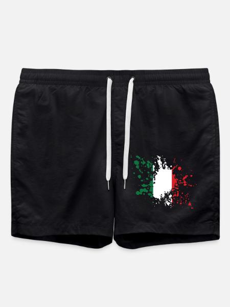 Italy Flag Stain Design - Swim Trunks - black