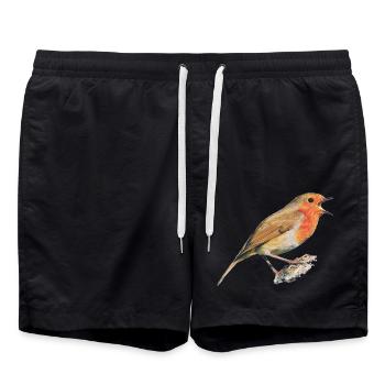 Rouge-gorge oiseau Robin - Short de bain - noir - Devant - AI Model Male 185 light (185cm)