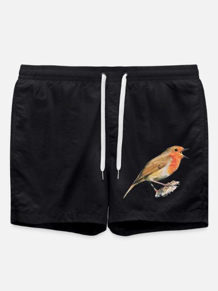 Rouge-gorge oiseau Robin - Short de bain - noir
