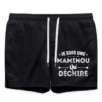 Je suis une maminou qui déchire fête des mères - Short de bain - noir - Devant - AI Model Male 185 light (185cm)