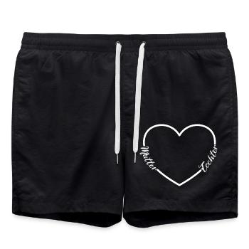 Mutter Tochter Herz liebe Muttertag - Badeshorts - Schwarz - Vorne - AI Model Male 185 light (185cm)