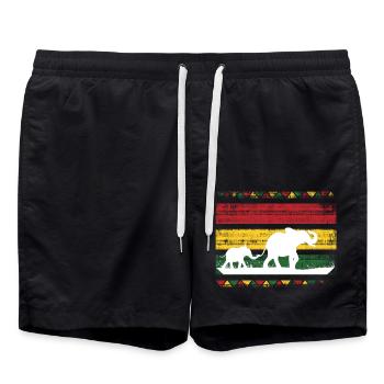 Afrique Safari animaux Africa Éléphant vacances Nature - Short de bain - noir - Devant - AI Model Male 185 light (185cm)