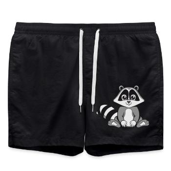 Waschbär freundlich lächeln - Badeshorts - Schwarz - Vorne - AI Model Male 185 light (185cm)