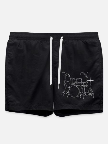 Hand-Drawn Drums - Swim Trunks - black