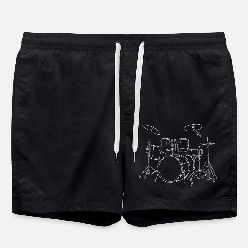 Handgezeichnete Trommeln - Badeshorts - Schwarz