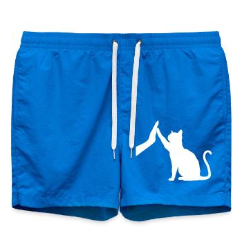 Silhouette Katzengrafik Lustige High Five Katzenbesitzer - Badeshorts - Cobalt blue - Vorne