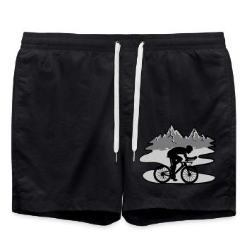 Bicycle Rider Mountains - Swim Trunks - black - Front - AI Model Male 185 light (185cm)