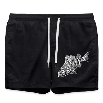 Barsch Fisch Design für Raubfisch Angler - Badeshorts - Schwarz - Vorne - AI Model Male 185 light (185cm)