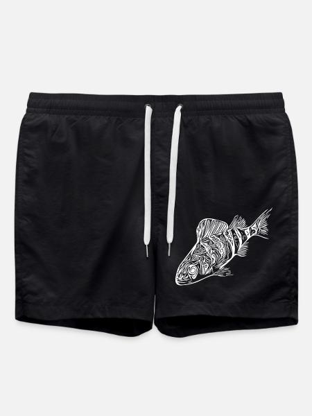 Barsch Fisch Design für Raubfisch Angler - Badeshorts - Schwarz