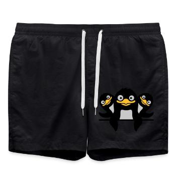 Drôles de pingouins 3 amis - Short de bain - noir - Devant - AI Model Male 185 light (185cm)