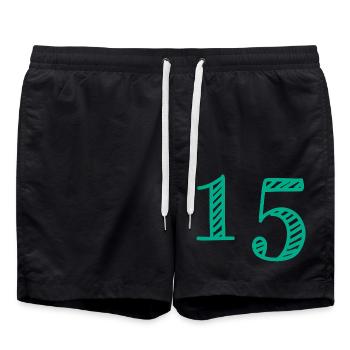 15 ANS. 15e ANNIVERSAIRE. ANNIVERSAIRE 15 ANS. 15 - Short de bain - noir - Devant - AI Model Male 185 light (185cm)