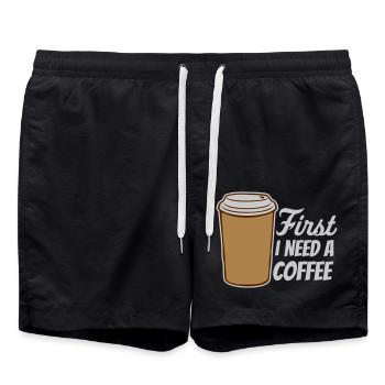 Fist I need Coffee - Swim Trunks - black - Front - AI Model Male 185 light (185cm)