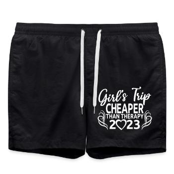 Girl's Trip Cheaper Than Therapy 2023 Girls Party - Swim Trunks - black - Front - AI Model Male 185 light (185cm)