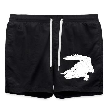 Krokodil Kunst Silhouette Grafik Wildtierliebhaber - Badeshorts - Schwarz - Vorne - AI Model Male 185 light (185cm)
