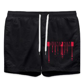 dump him quote logo - Swim Trunks - black - Front - AI Model Male 185 light (185cm)
