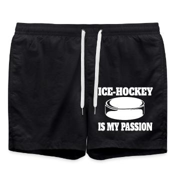 Eishockey Eishockeyteam Geschenk Wintersport - Badeshorts - Schwarz - Vorne - AI Model Male 185 light (185cm)